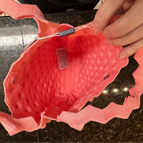 Scarleton Small Puffer Tote Bag Purse, Pink Knit, Magnetic Closure, NWT - Picture 8 of 11